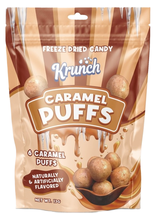 Freeze Dried Caramel Toffee, caramel Puffs. Bahrain. Saudi. Kuwait. Qatar